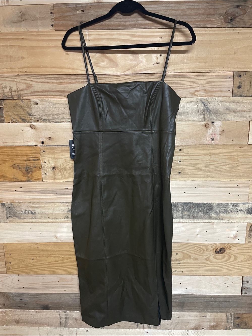 olive green Express faux leather cami midi dress- medium